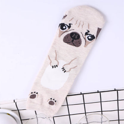 Medias Color Entero con Diseño de Perros