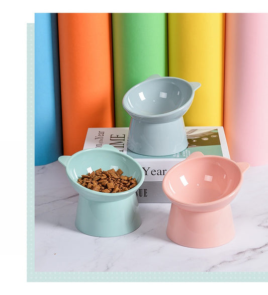 Bowl Alto Inclinado con Cuello de Estilo Nórdico para Gatos