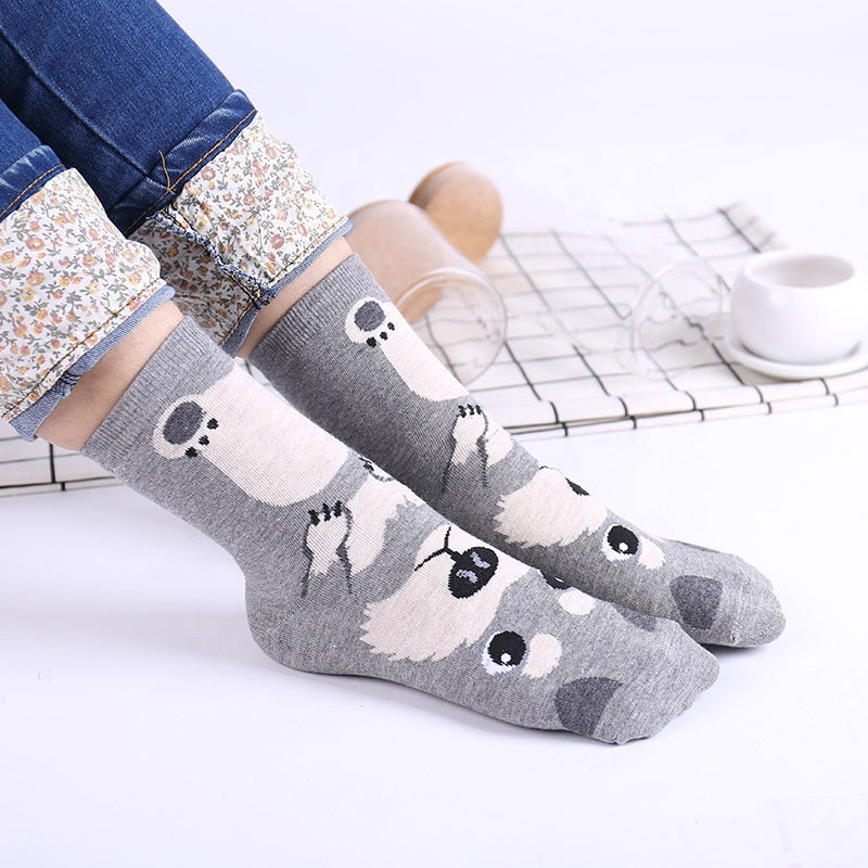 Medias Color Entero con Diseño de Perros
