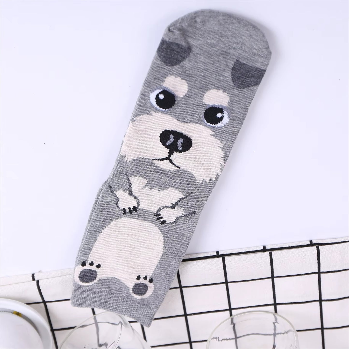 Medias Color Entero con Diseño de Perros