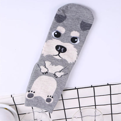 Medias Color Entero con Diseño de Perros