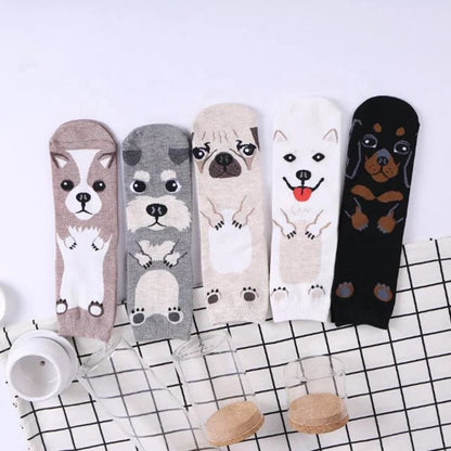 Medias Color Entero con Diseño de Perros