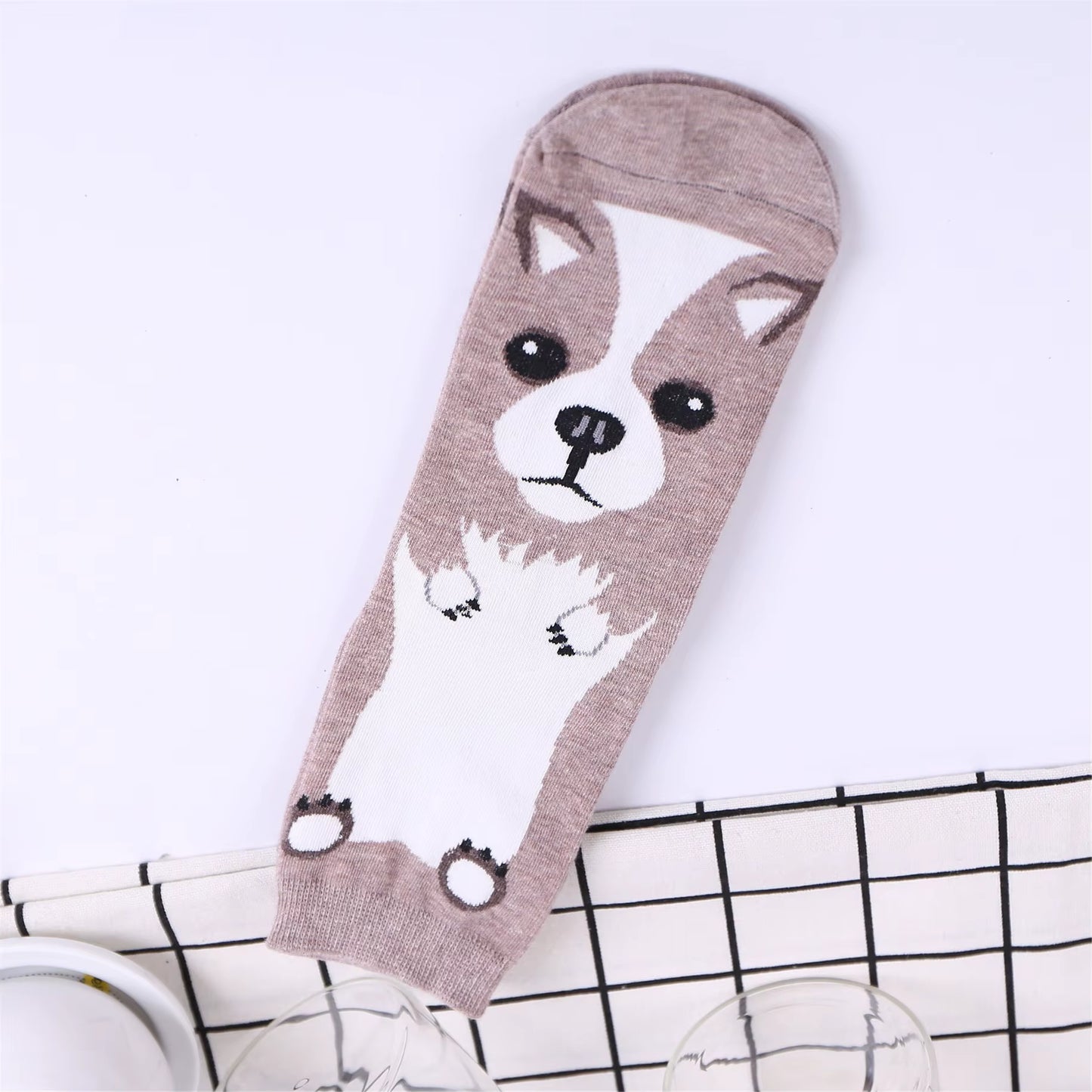 Medias Color Entero con Diseño de Perros